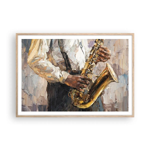 Pôster com moldura de carvalho claro - Hora do solo - 100x70 cm