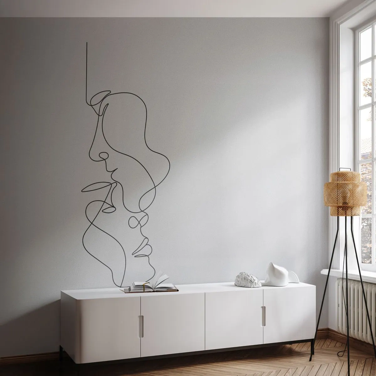 Papel de Parede Standard Eco - O calor dos desejos amargos - Gráficos, Casal apaixonado, Beijo - 300x210 cm