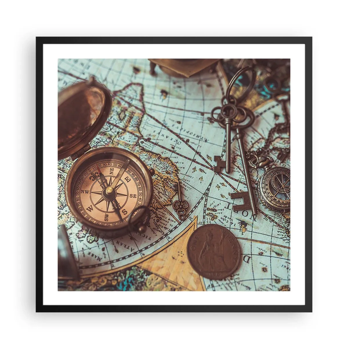 Pôster com moldura preta - Para o aventureiro - 60x60 cm