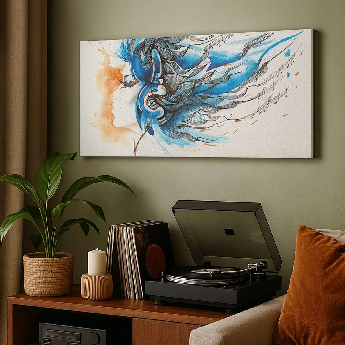 Quadro em tela - Deixe a música tocar - 100x40 cm