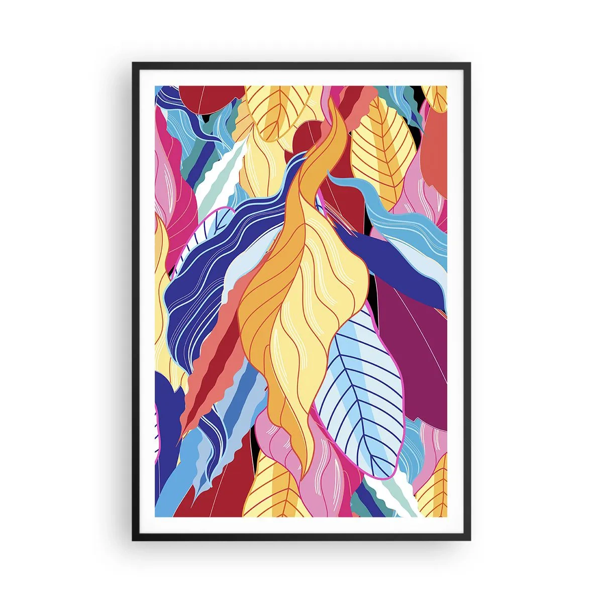 Pôster com moldura preta - Bagunça colorida - 70x100 cm