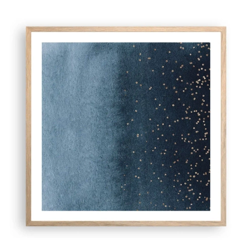 Pôster com moldura de carvalho claro - Composição – fases azuis - 60x60 cm