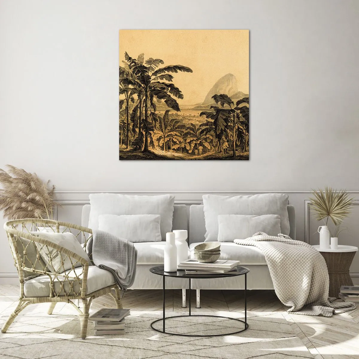 Quadro em vidro - num clima colonial - 30x30 cm