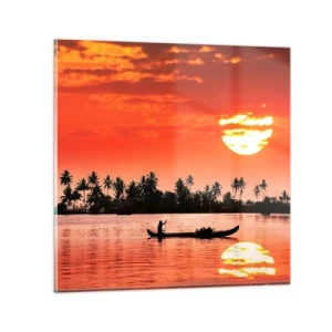 Quadro em vidro - A calma dos trópicos ao pôr do sol - 70x70 cm