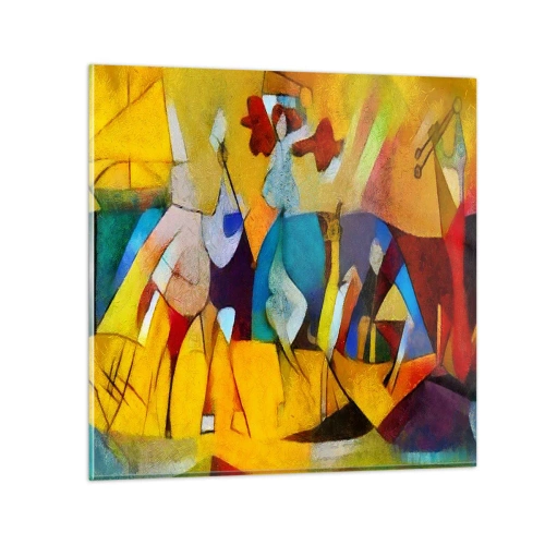 Quadro em vidro - Sol - vida - alegria - 30x30 cm