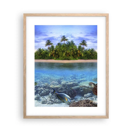 Pôster com moldura de carvalho claro - A Ilha Celestial lhe convida - 40x50 cm