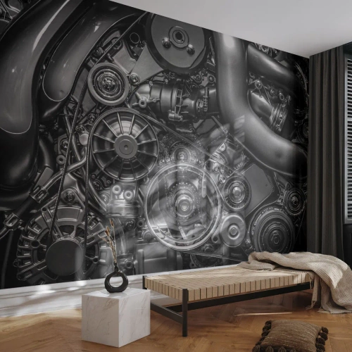 Papel de Parede Autocolante Deluxe Sticker - A poesia da mecánica - Motor, Mecânico, Metal - 400x280 cm