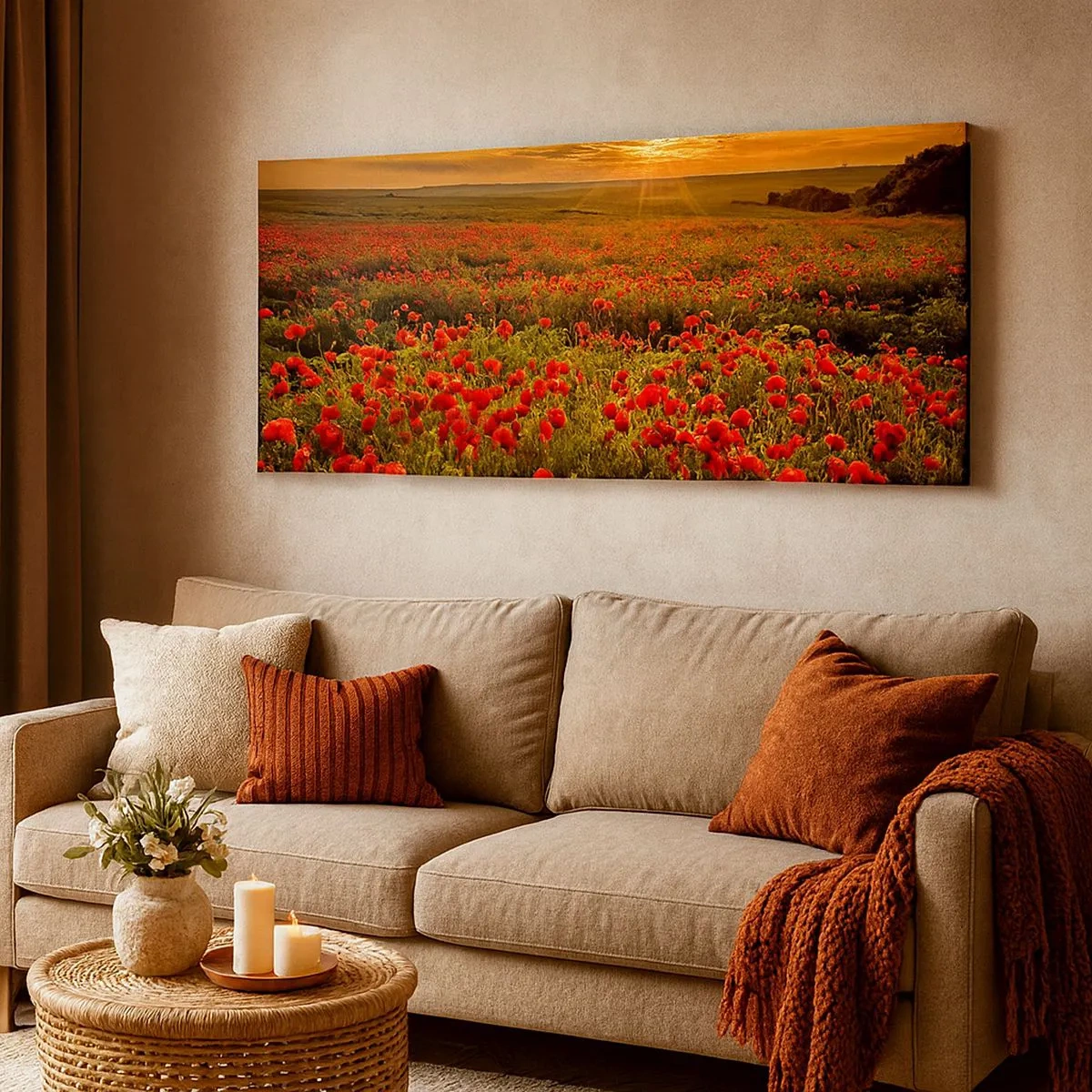 Quadro em tela - Entre o farfalhar da onda de prados, entre o dilúvio das flores - 100x40 cm