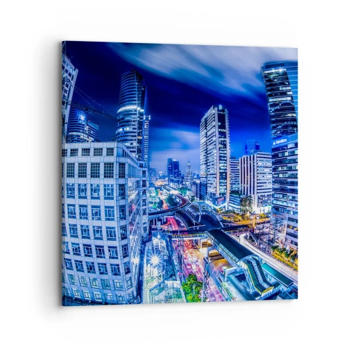 Quadro em tela - Ritmos da cidade noturna - 70x70 cm