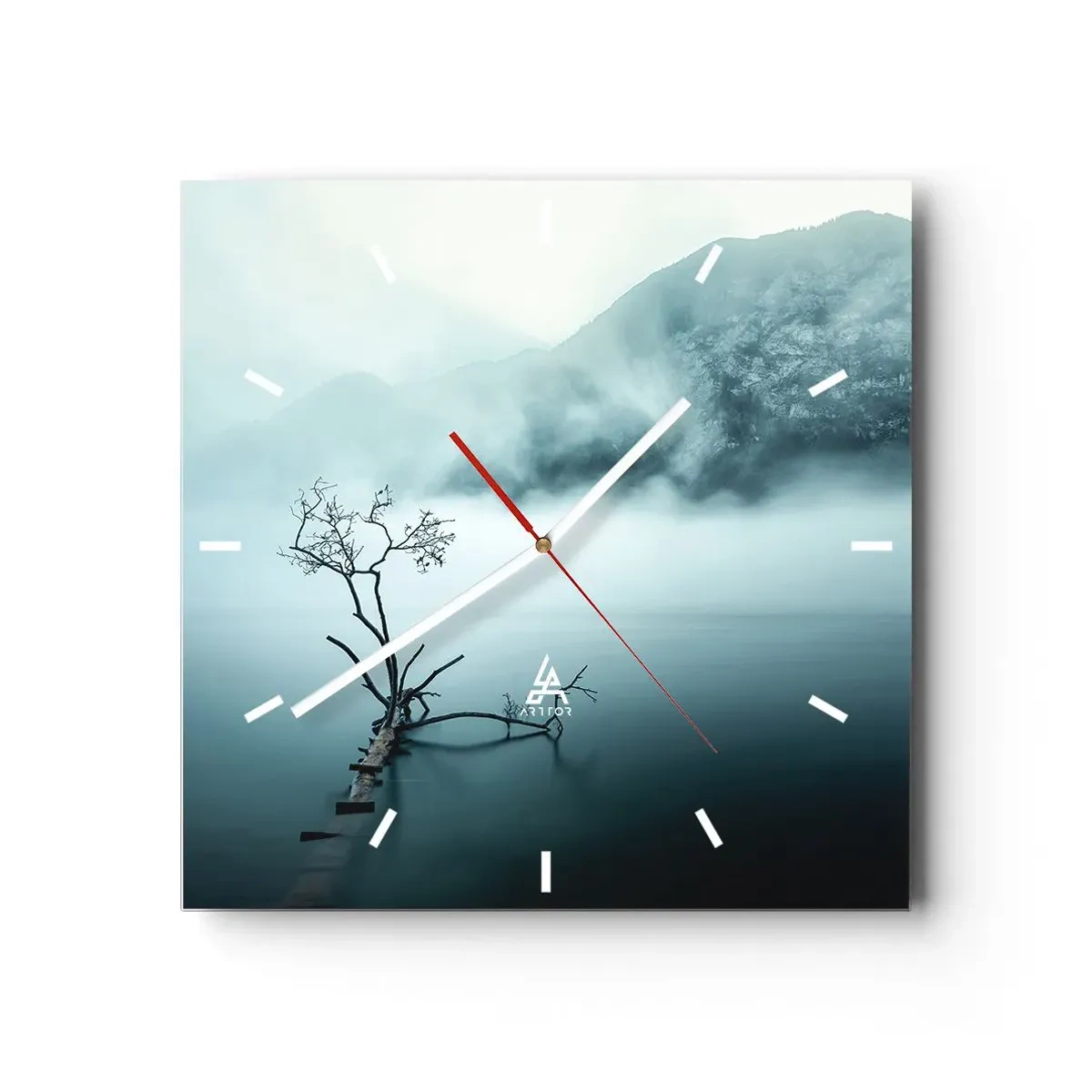 Relógio de parede - Relógio em vidro - Da água e da neblina - 30x30 cm