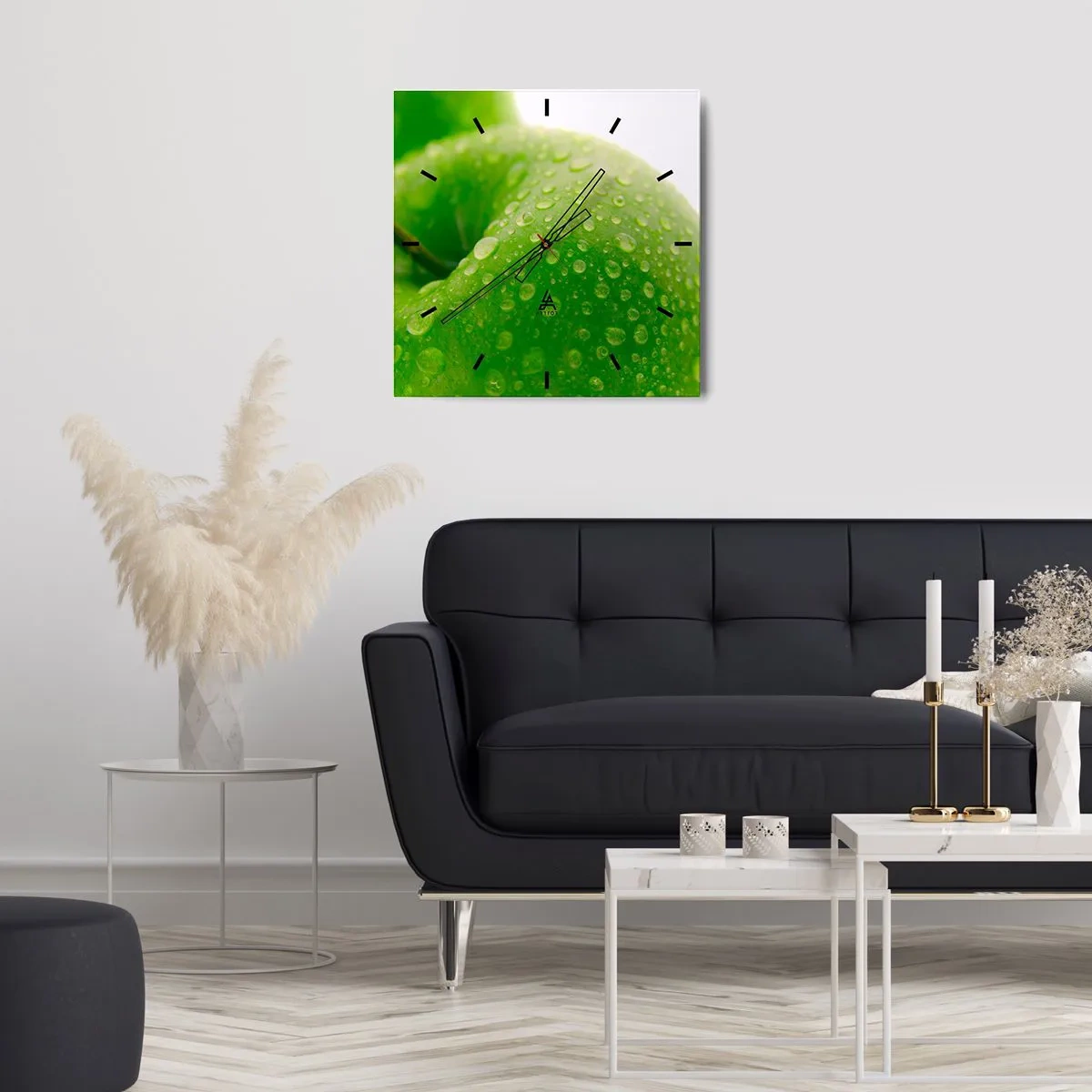 Relógio de parede - Relógio em vidro - Frescor verde - 40x40 cm