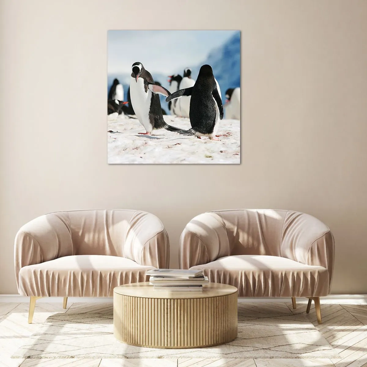 Quadro em vidro - Dança na neve - 40x40 cm