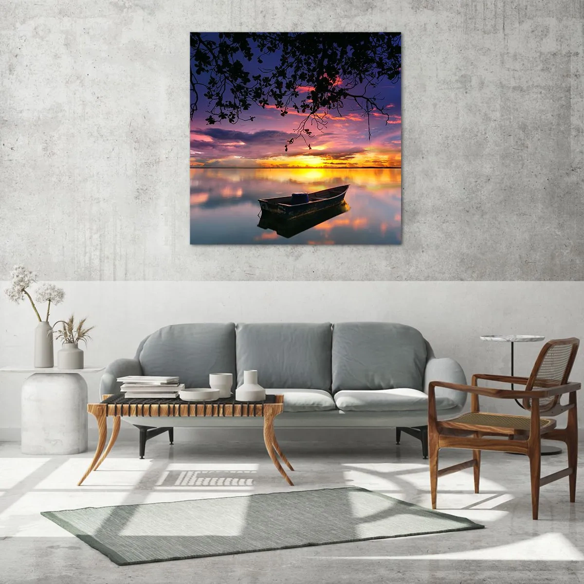 Quadro em vidro - Parece que estás pendurado no meio do céu… - 30x30 cm