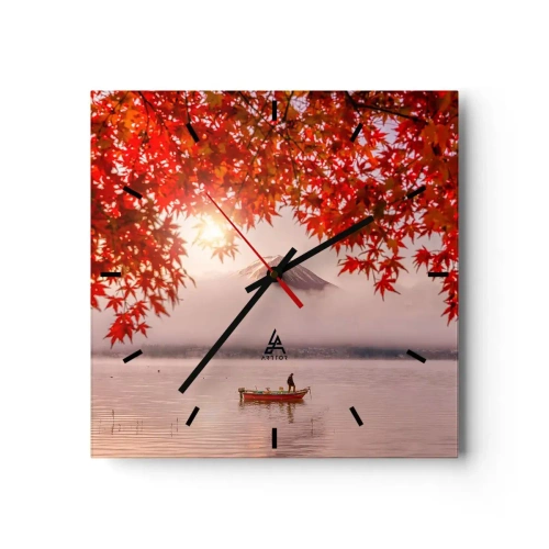 Relógio de parede - Relógio em vidro - No clima japonês - 30x30 cm