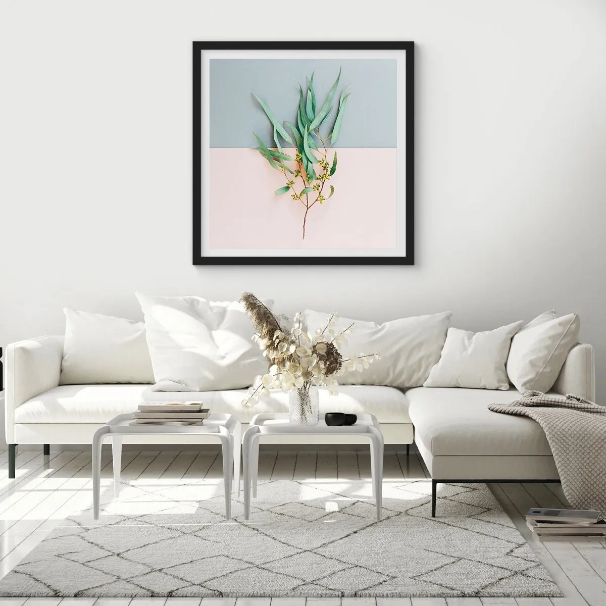 Pôster com moldura preta - Sutileza pastel - 30x30 cm