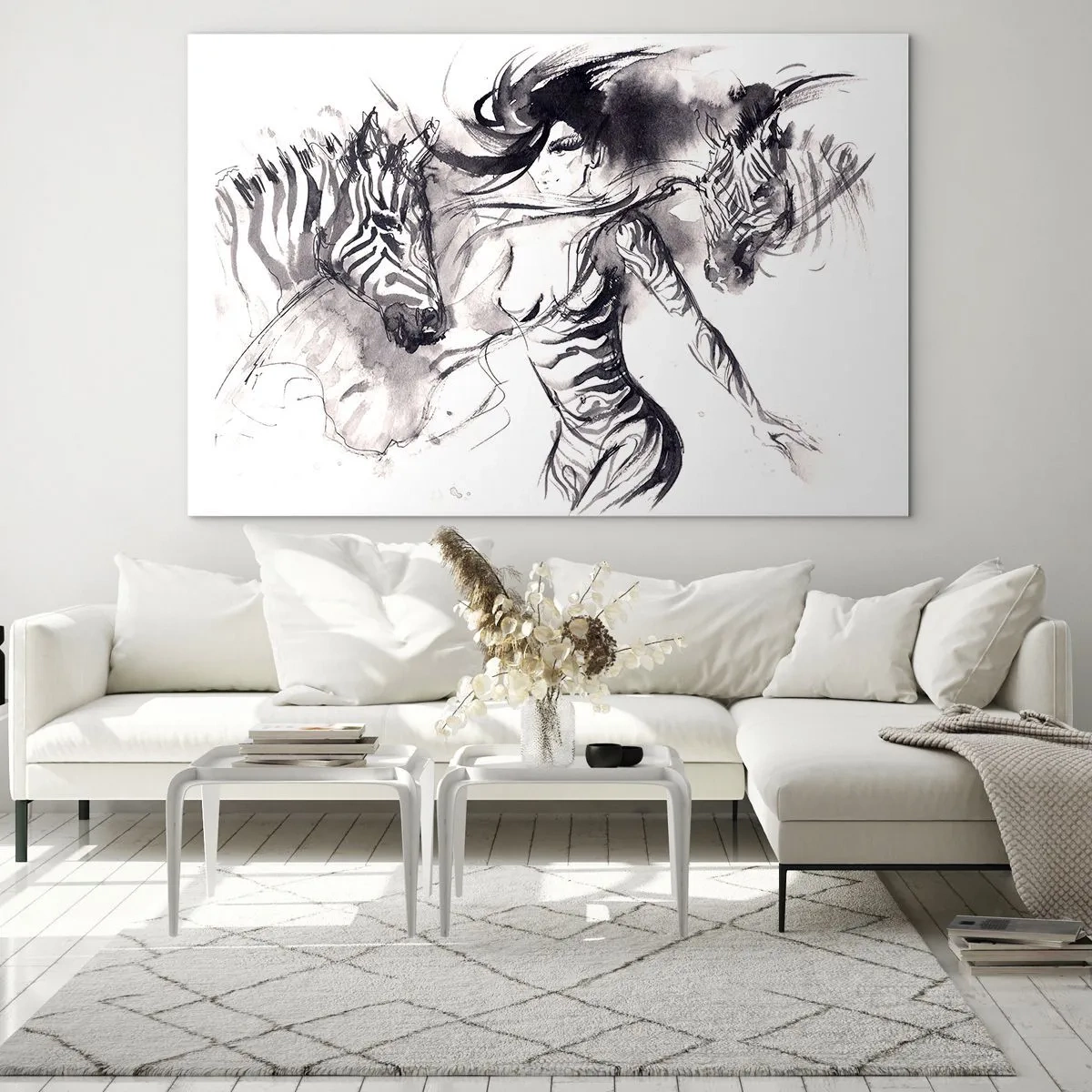 Quadro em vidro - Dançando com as zebras - 120x80 cm