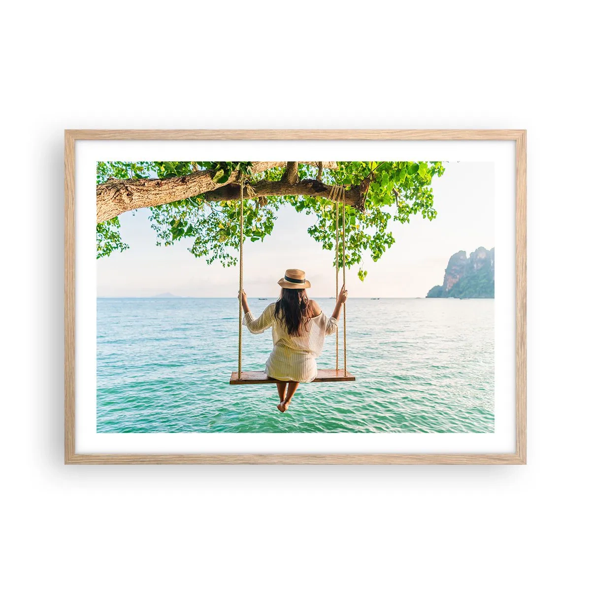 Pôster com moldura de carvalho claro - A vida é bela - 70x50 cm