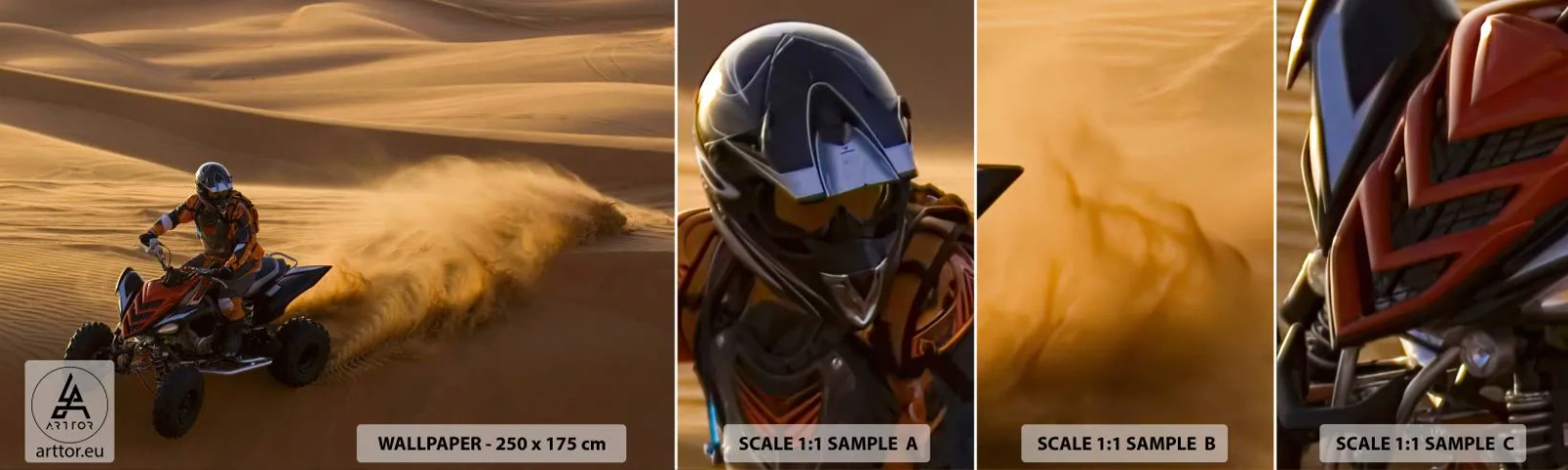 Amostra de Papel de Parede Standard Eco - Nas ondas de areia - quádruplo, Automotivo, Deserto - 100x30 cm