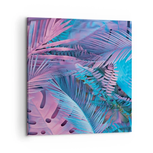 Quadro em tela - Trópicos em rosa e azul - 60x60 cm