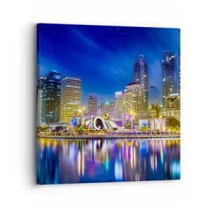 Quadro em tela - Noite arco-íris da metrópole - 30x30 cm