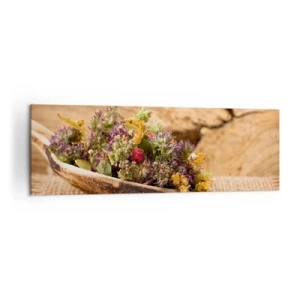 Quadro em tela - Flores coloridas e ervas aromáticas - 160x50 cm