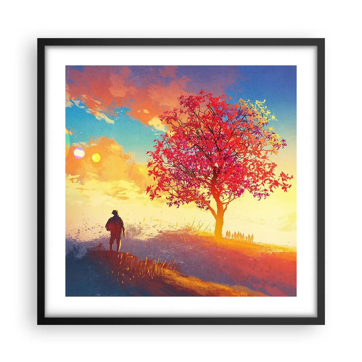 Pôster com moldura preta - O peregrino no seu destino - 50x50 cm