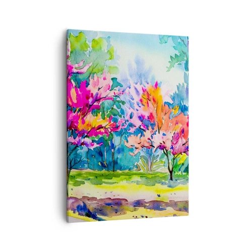 Quadro em tela - Um jardim arco-íris no brilho da primavera - 50x70 cm