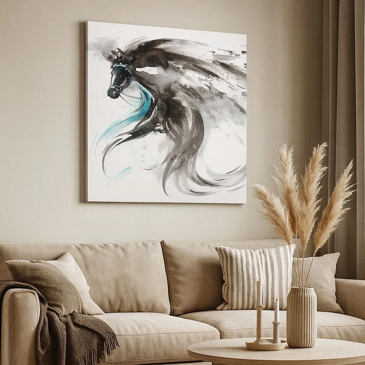 Quadro em tela - O galope do Príncipe Negro - 30x30 cm