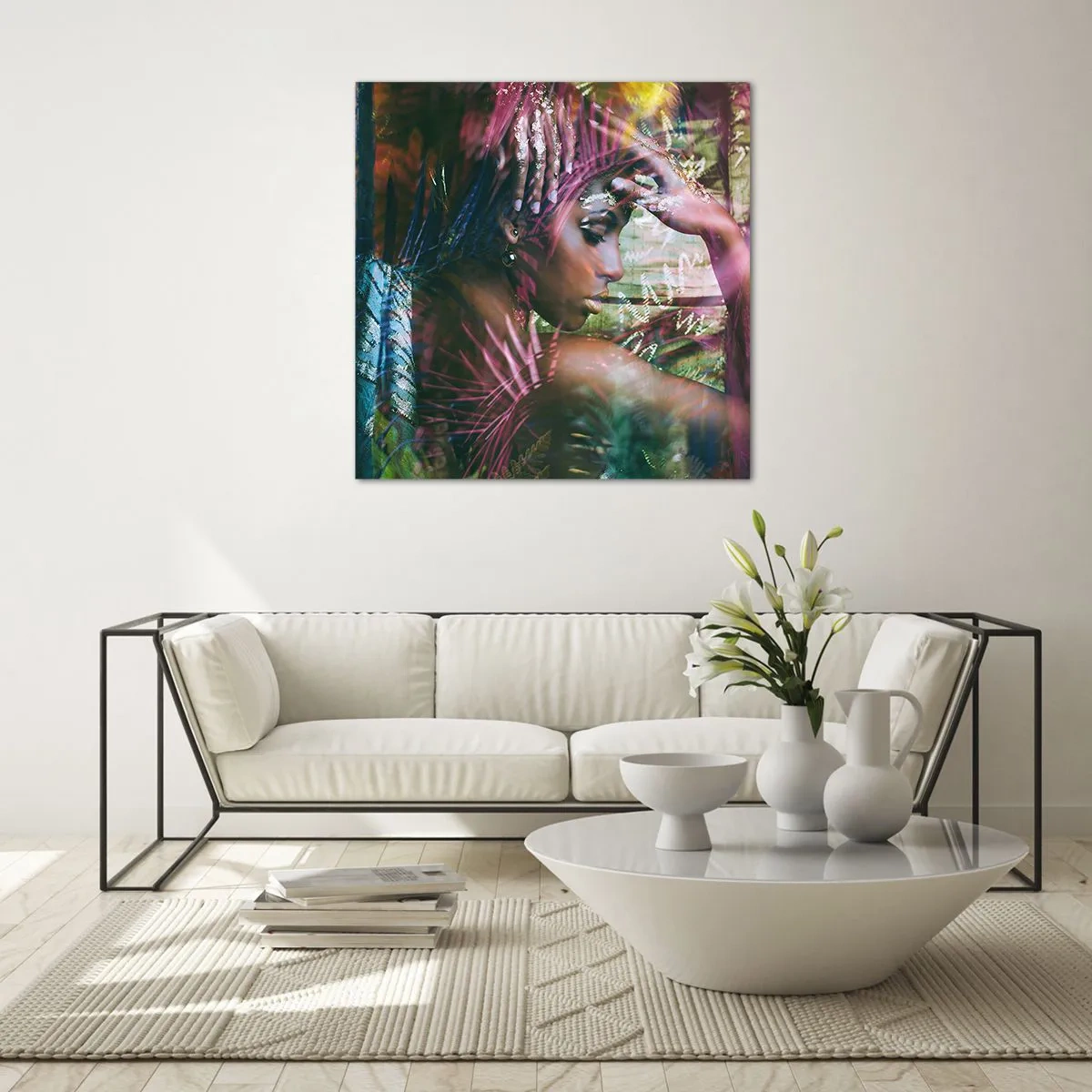 Quadro em vidro - Mãe Natureza na selva - 60x60 cm