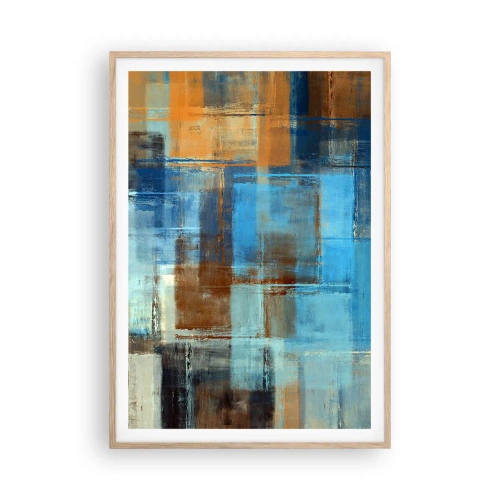 Pôster com moldura de carvalho claro - Através da cortina azul - 70x100 cm