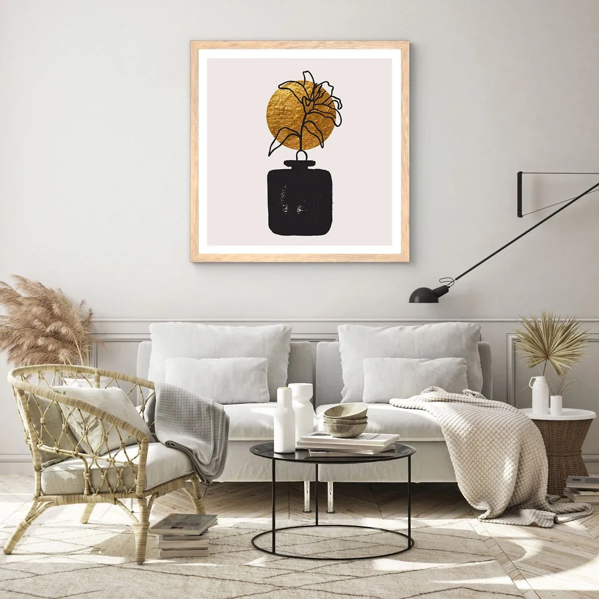 Pôster com moldura de carvalho claro - A beleza vale seu peso em ouro - 50x50 cm