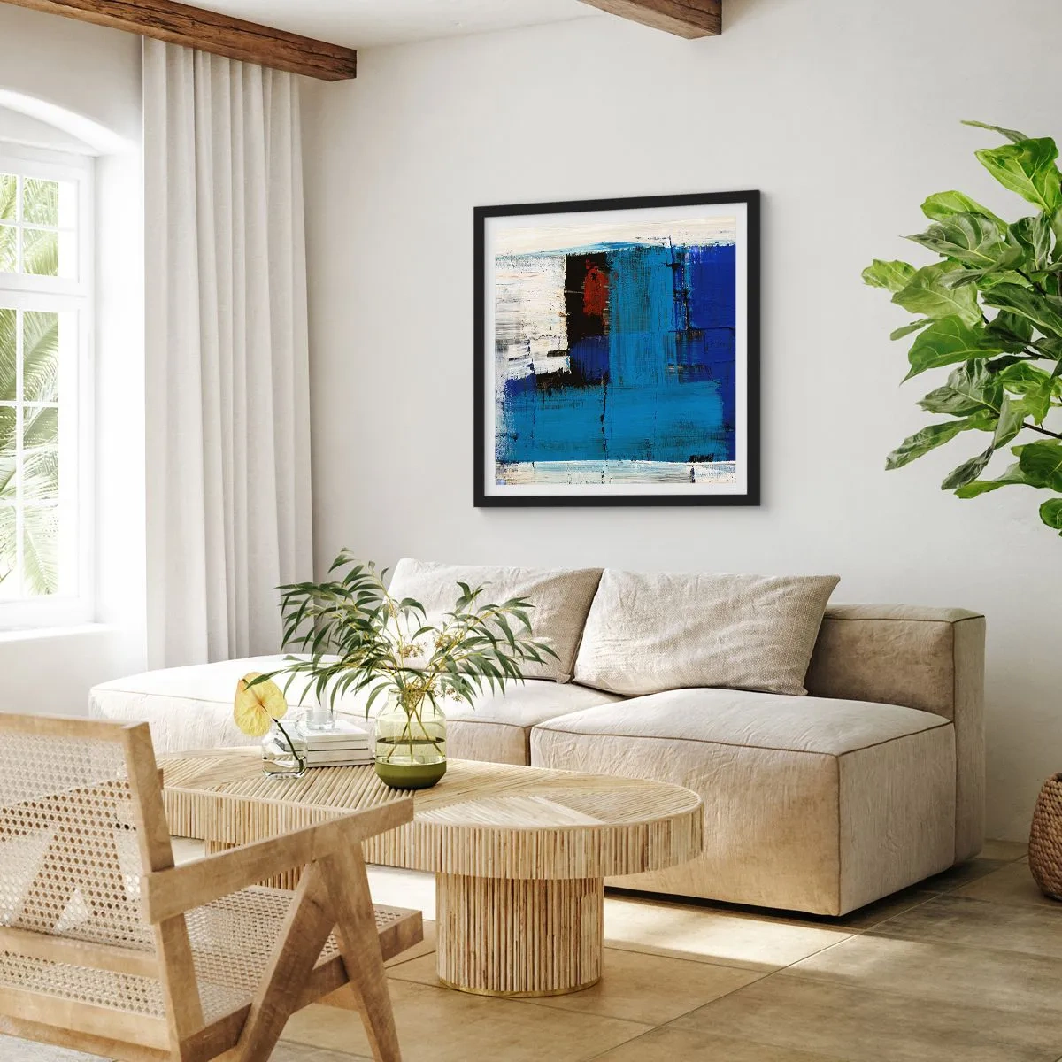 Pôster com moldura preta - O segredo do azul - 60x60 cm