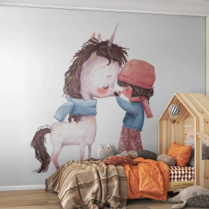 Papel de Parede Autocolante Deluxe Sticker - Conto do inverno - Para crianças, Unicórnio, Garota - 400x280 cm