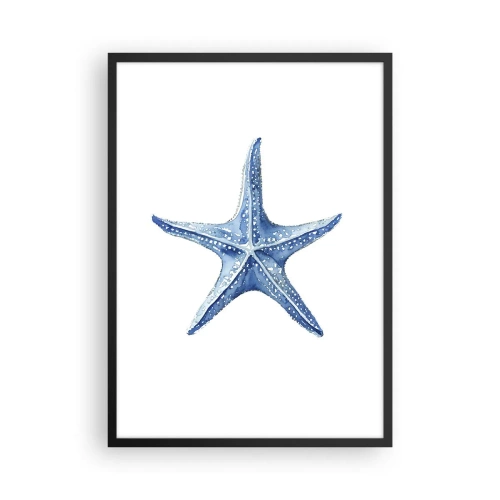 Pôster com moldura preta - Estrela do mar azul em um fundo branco - 50x70cm - Estrela do mar - Decoração de parede moderna para a sala de estar e quarto ARTTOR