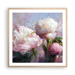 Pôster com moldura de carvalho claro - Um buquê cheio de vida - 60x60 cm