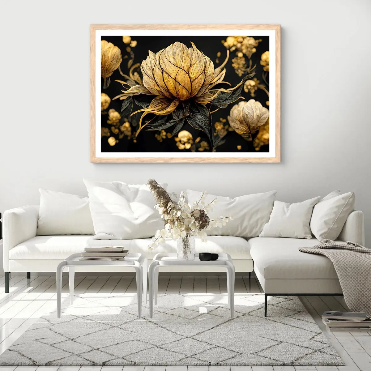 Pôster com moldura de carvalho claro - Fragilidade sutil - 100x70 cm