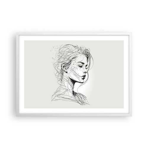 Pôster em moldura branca - Retrato em pensamento - 70x50 cm
