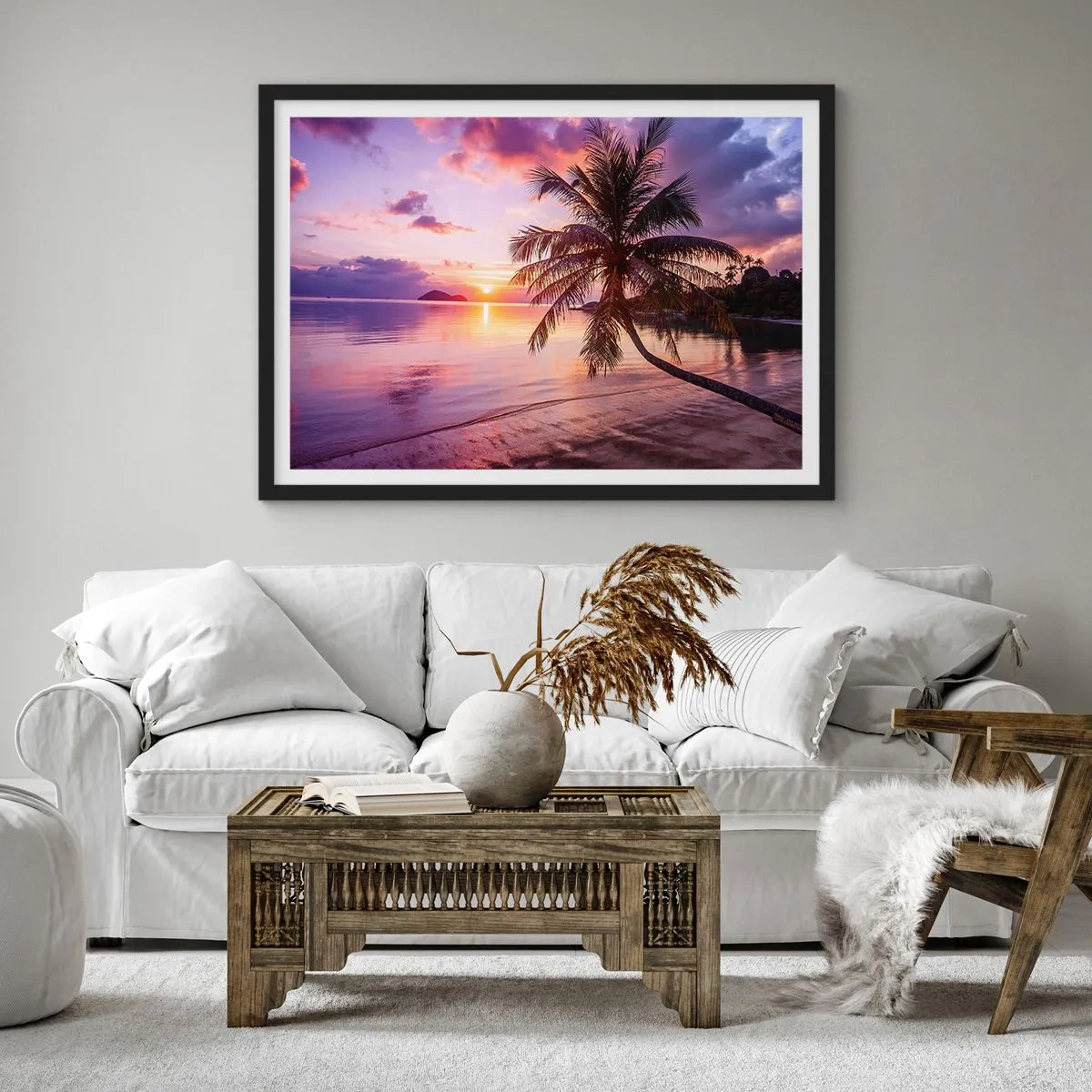 Pôster com moldura preta - Felicidade no horizonte - 50x40 cm