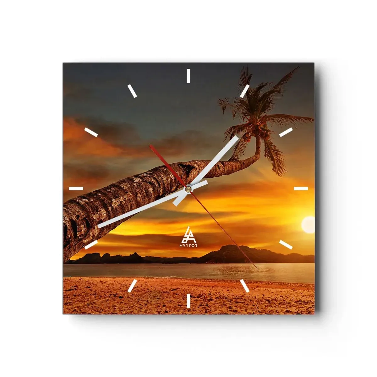 Relógio de parede - Relógio em vidro - Férias exóticas, aventura caribenha - 40x40 cm