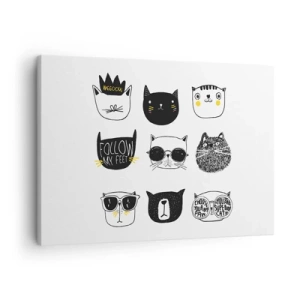 Quadro em tela - Ilustrações elegantes de gatos em estilo minimalista - 70x50cm - Todos os outros - Decoração de parede moderna para a sala de estar e quarto ARTTOR