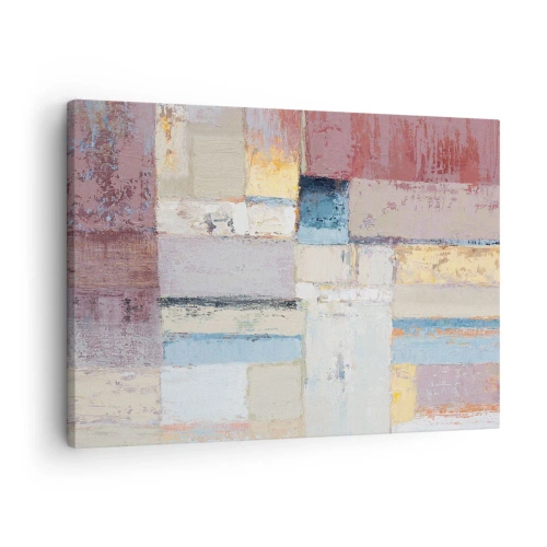 Quadro em tela - Composição geométrica em tons pastéis - 70x50cm - A paz da geometria - Decoração de parede moderna para a sala de estar e quarto ARTTOR