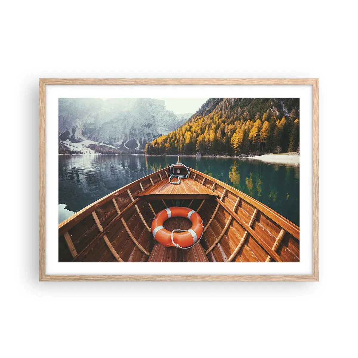 Pôster com moldura de carvalho claro - Excursão na montanha - 70x50 cm