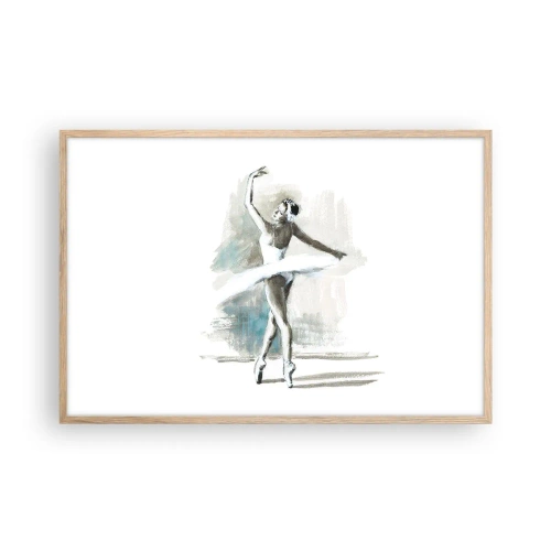 Pôster com moldura de carvalho claro - Encantada num cisne - 91x61 cm