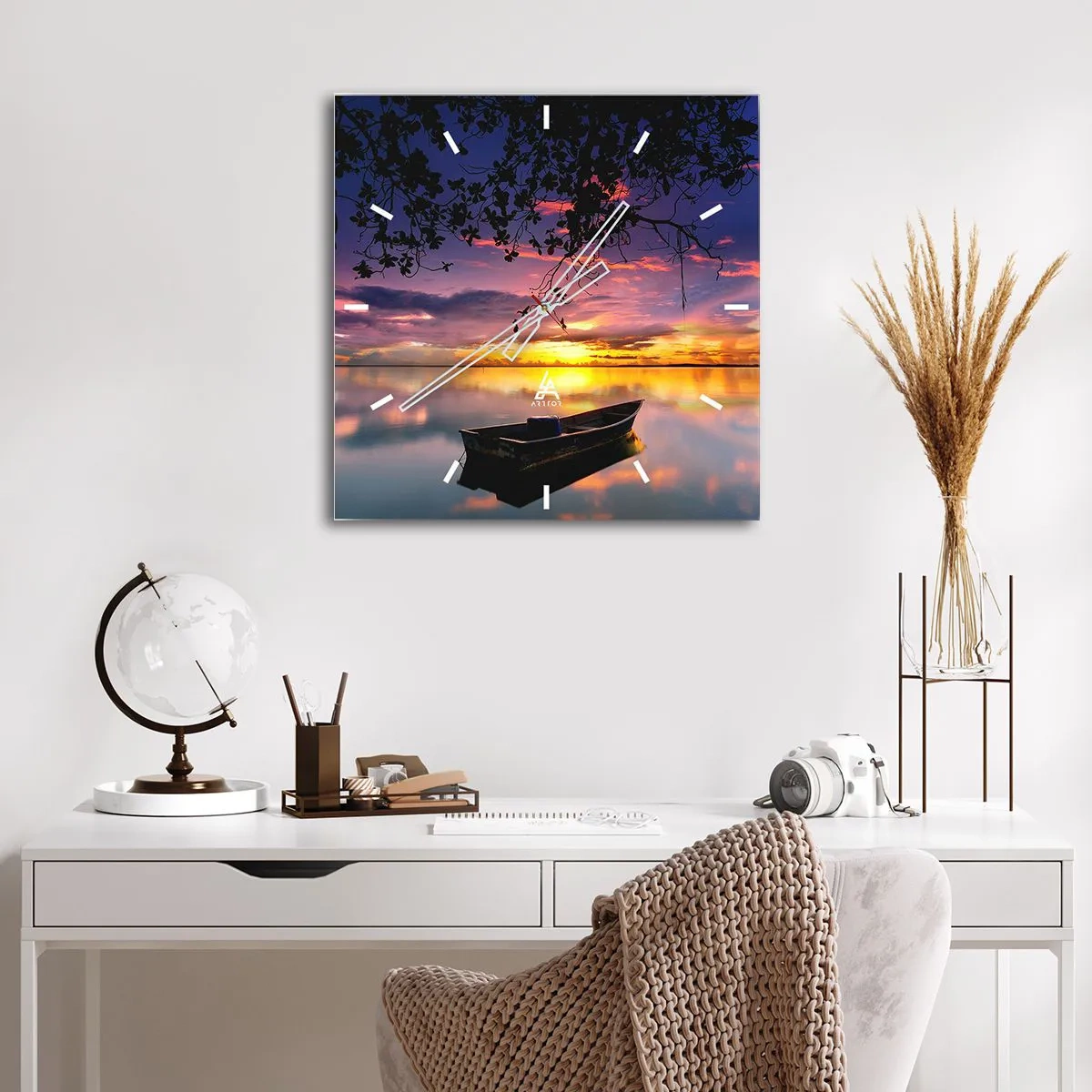 Relógio de parede - Relógio em vidro - Parece que estás pendurado no meio do céu… - 40x40 cm