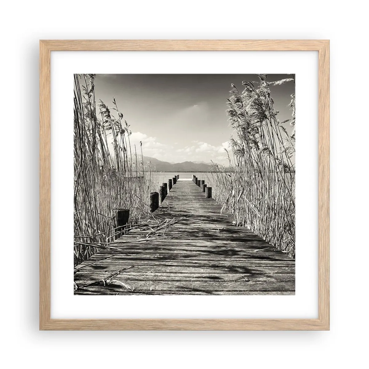 Pôster com moldura de carvalho claro - No silêncio da relva - 40x40 cm