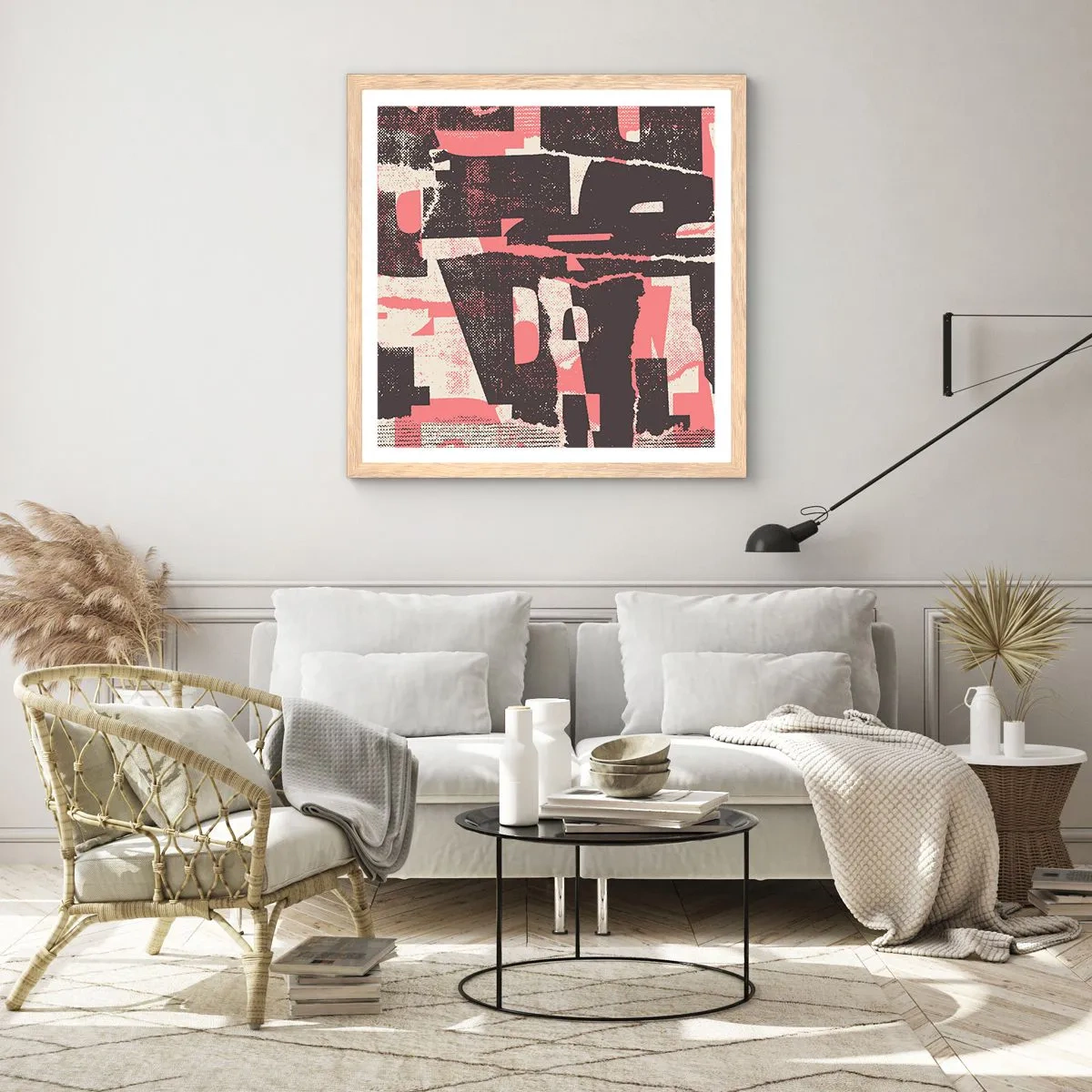 Pôster com moldura de carvalho claro - Todo esse barulho - 30x30 cm