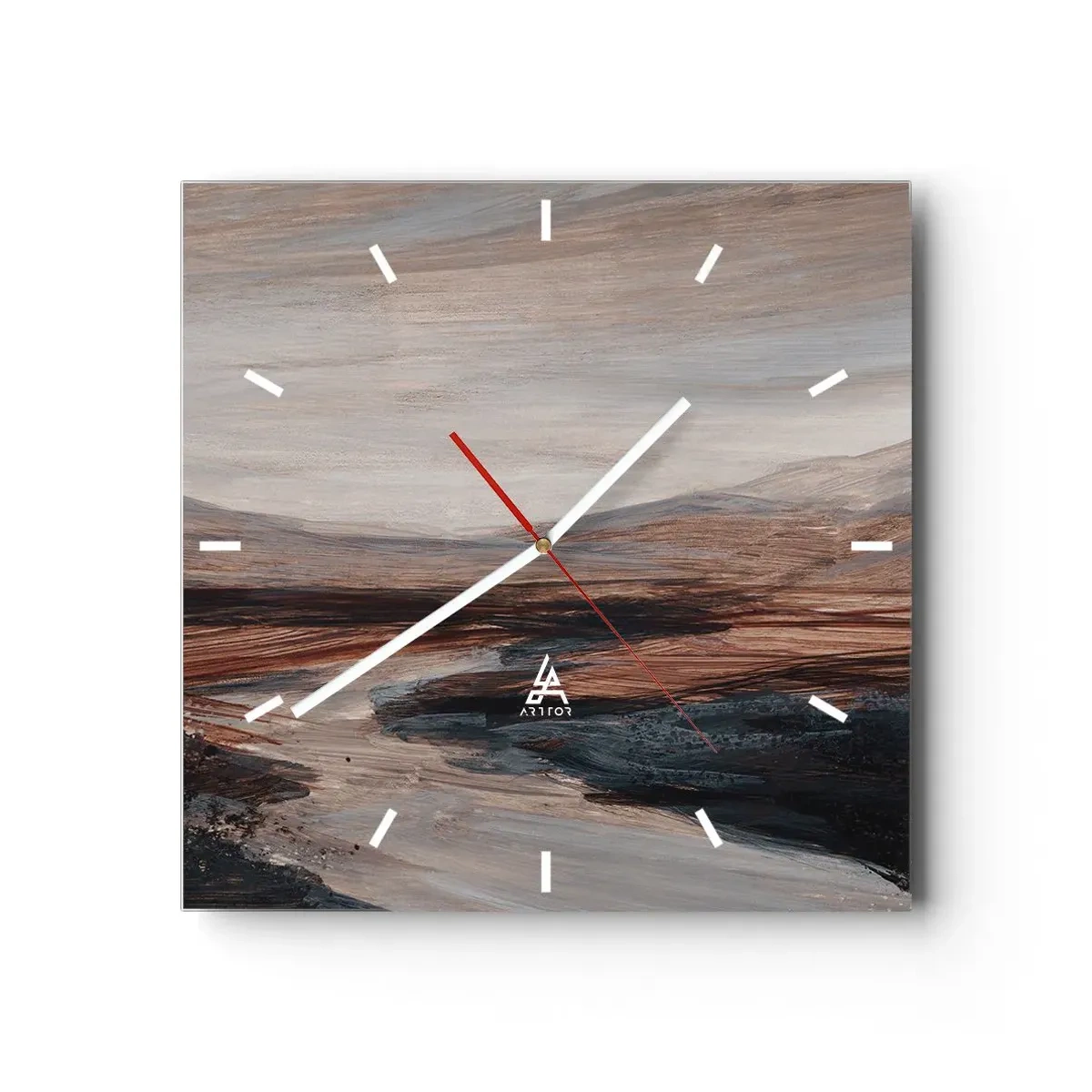 Relógio de parede - Relógio em vidro - Um vale tranquilo - 30x30 cm