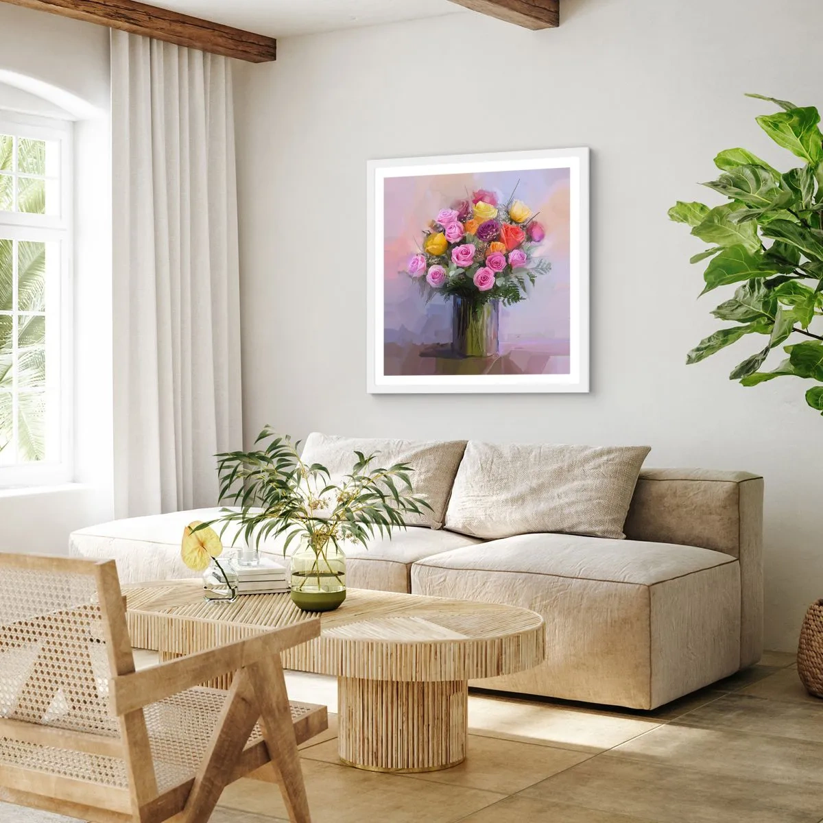 Pôster em moldura branca - Beleza retida - 60x60 cm