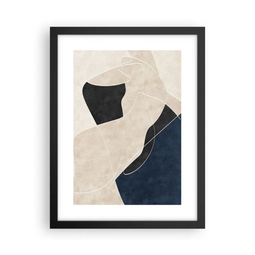 Pôster com moldura preta - Composição abstrata – contraste de cores - 30x40 cm