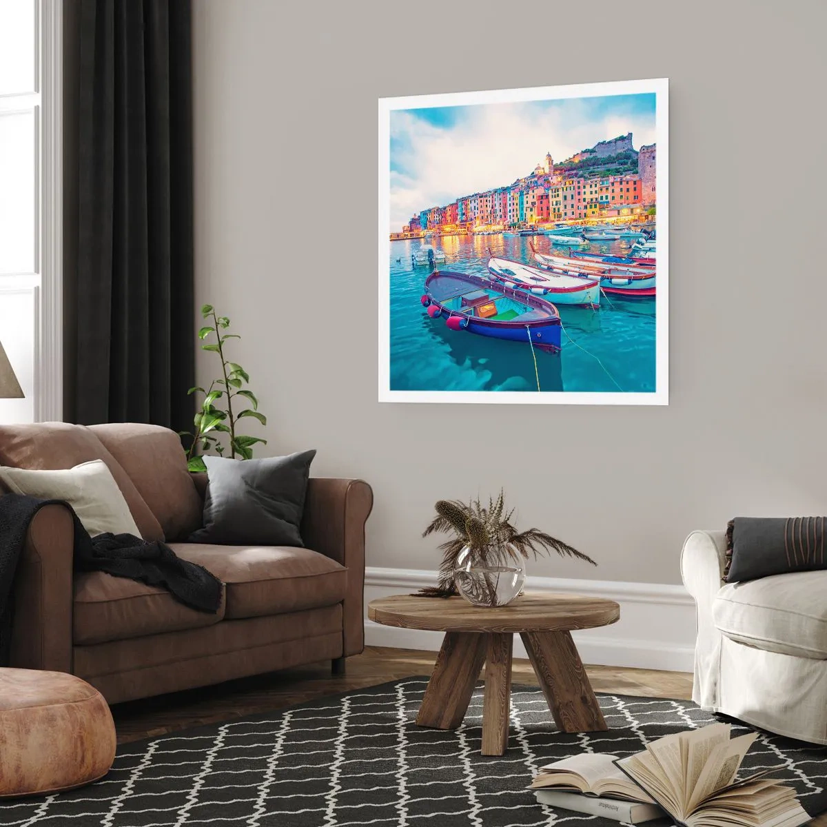 Pôster - Uma noite colorida no porto - 30x30 cm